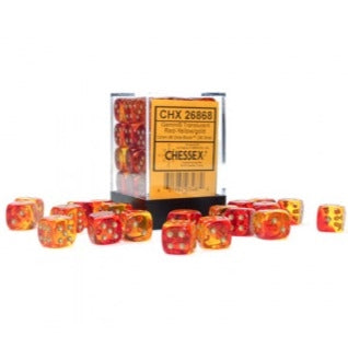 Chessex 12mm D6 Dice Block Gemini Translucent Red-Yellow/Gold