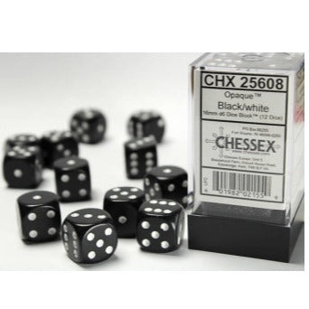 Chessex 16mm D6 Dice Block Opaque Black/White