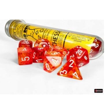 Chessex Lab Dice Polyhedral 7-Dice Set Nebula Molten/white Luminary