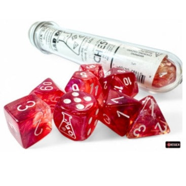 Chessex Lab Dice Polyhedral 7-Dice Set Borealis Passion/white Luminary