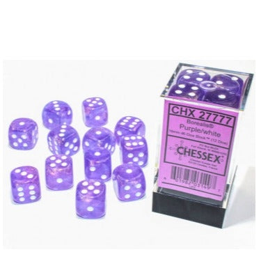 Chessex 16mm D6 Dice Block Borealis Purple/White (Luminary Effect)