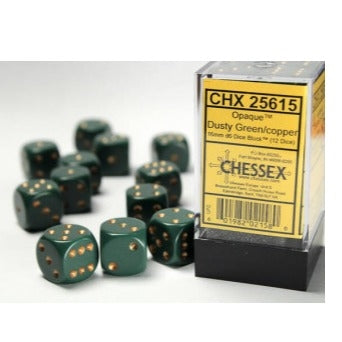 Chessex 16mm D6 Dice Block Opaque Dusty Green/Copper
