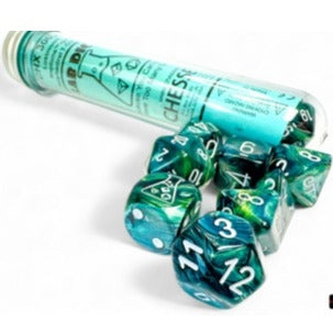 Chessex Lab Dice Polyhedral 7-Dice Set Lustrous Neptune/grey