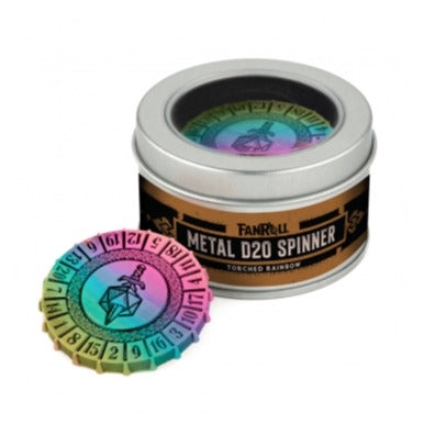 MDG Metal d20 Spinner: Torched Rainbow