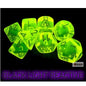 Chessex Translucent Polyhedral Neon Yellow/white 7-Die Set (with bonus die) (black light reactive)